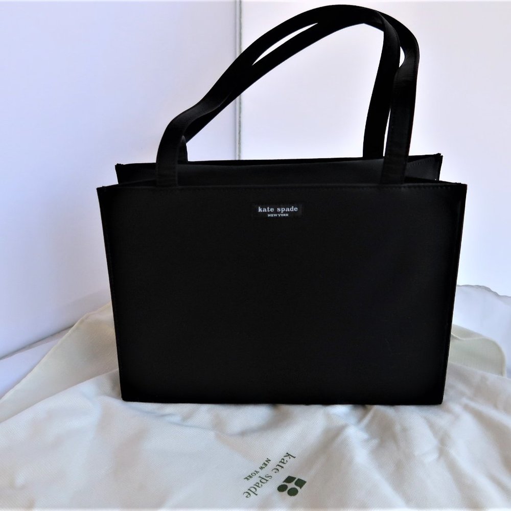 NWOT Vintage iconic Kate Spade original Sam bag black satin medium size #12324